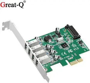 5Gbps 4 Ports USB 3.0 Hub to PCI-E PCI express Expansion Riser Card adapter  with SATA Power Connector