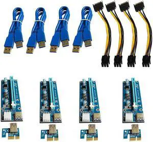 VER006C PCI-E Riser Card 006C PCI Express X1 to X16 Adapter 0.6M USB 3.0 Cable SATA 6Pin Power for Mining Bitcoin Miner