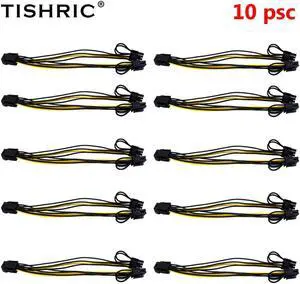10pcs TISHRIC PCI Express PCIE 6 Pin to Dual 8 6+2 Pin Graphic Video Card Adapter Power Supply Splitter Cable For Mining riser