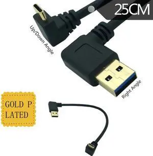 Gold Plated Super Speed 5Gbps USB 3.0  Male up/ down / right/ left angle to USB 3.1 Type-C Male  Cable Cord