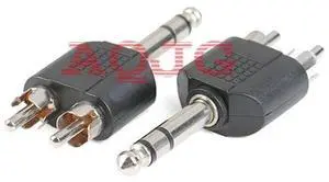 100pcs/lot Stereo Sophomore Jack 6.35 Audio Connector Plug Turn Dual RCA Lotus Male, 6.5 One Point Two Male Lotus