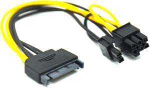 10pcs/lot 15 Pin SATA Male to PCI-E Express 6+2 Pin 8 Pin Male Video Power Adapter Connector Sata Cable 20cm