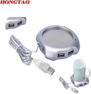 Worldwide Beverage Cup Silver 4 Port USB Hub  Tea Coffee Electric Warmer Heater Sliver   USB HUB  warmer