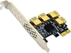1pc PCIe 1 to 4 PCI Express 16X Slots Riser Card PCI-E 1X to External 4 PCI-e USB 3.0 Adapter Extension Card Multiplier Adapter