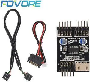 9pin USB Connector 1 to 2 USB Extension Cable USB HUB USB2.0 9Pin Header Connector Adapter Port Multiplier with SATA Power Cable