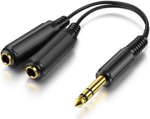 6.35mm ( 1/4" ) Stereo Male to dual 6.35 Female Y Splitter Adapter Cable 6.5mm to 6.5 mm Audio cable for Guitar Mixer Amplifier