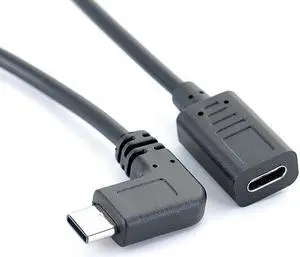 0.3 Meters Type-C USB 3.1 Male to USB-C Female 90 degree Extension Data Cable Extender Cord Reversible Design