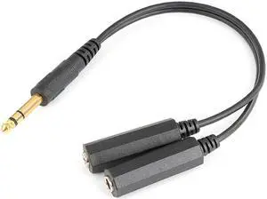 2 in 1 6.35mm to Dual 6.35mm Male to Feamle Audio Cable Adapter 6.5 6.35 Jack Stereo 1 X 2 Y Splitter 20cm Converter Amplifier