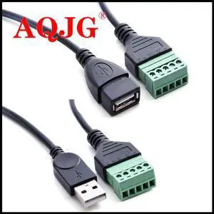 30cm USB 2.0 male female solderless plug For computer TV data transmission charging extension 5P terminal extension cable