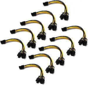 10pcs Pcie Splitter PCI Express 8 Pin to Dual PCIE 8 Pin Motherboard Graphics Card PCI-E GPU Power Data Cable Splitter