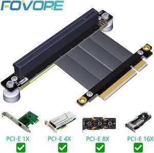 PCIE Riser PCI Express PCI E 8X to 16X Riser Card Ribbon Extender Extension 17cm Cable PCI-Express Gen3 8Gbps with Magnetic Base
