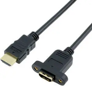 HDMI-Compatible  V1.4 Male To HDMI-compatible  Type Female Extension Cable With Screw Hole Can Lock Panel Mount Cable  1.5m