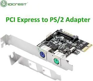 IOCREST PCI Express 2 Ports PS2 PS/2 for PC Keyboard Mouse Adapter  Expansion Card with 4 Pin Power Connector