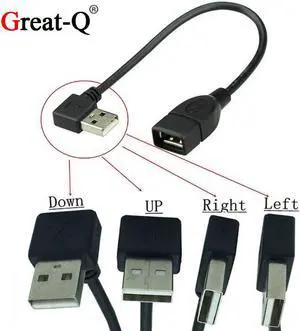Great-Q 5pcs 480M USB 2.0 Angled 90 degree A type male to Female extension cable cord Great-Q 5pcs 480M USB 2.0 Angled 90 degree A type male to Female extension cable cord