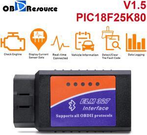 OBD2 ELM327 V1.5 Bluetooth Adapter With PIC18F25K80 Auto Diagnostic Tool ELM 327 OBDII Car Code Reader OBD 2 Automotive Scanner