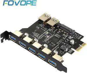SuperSpeed USB 3.0 7 Port PCI E card with a 15pin SATA Power Connector PCI-E Adapter Expansion Card NEC720201 and GL3510 chipset