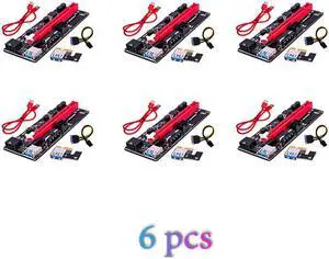 6 Pcs !! PCI-E Riser USB 3.0 009 Express 1X To 16x Extender Cable PCI E USB Riser Adapter Card SATA 6pin Power Cable
