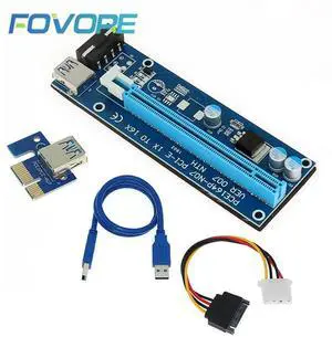 10pcs PCI-E PCIE Riser Card PCI Express 1x to 16x Extender USB 3.0 Adapter SATA to 4Pin Power for Mining Bitcion Miner