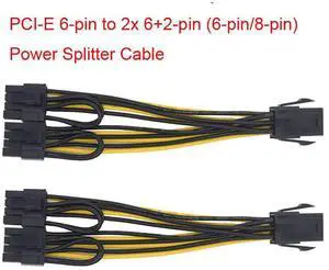 2xPCI-E 6-pin to 2x 6+2-pin (6-pin/8-pin) Power Splitter Cable PCIE PCI Express 2xPCI-E 6-pin to 2x 6+2-pin (6-pin/8-pin) Power Splitter Cable PCIE PCI Express