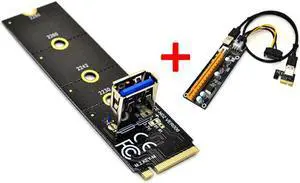 M.2 to PCI-E X16 NGFF Slot Adapter Card+PCIE 1X to 16X 6Pin Graphics Card Extension Cable Adapter Board for BTC Mining