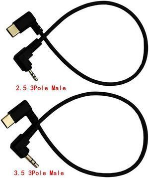 Type-c  to 2.5mm / 3.5mm  Audio Aux Jack Angle Cable Usb C Headphone Jack  Cord 0.3M
