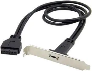 50cm Type C USB-C Female to USB 3.0 Motherboard 20Pin Panel Mount Cable With Rear PCI Back Panel Expansion Bracket