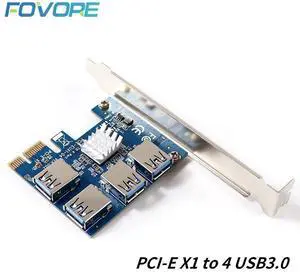 PCIE PCI-E PCI Express Riser Card 1x to 16x 1 to 4 USB 3.0 Slot Multiplier Hub Adapter For Bitcoin Mining Miner BTC Devices