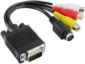 VGA SVGA to S-Video 3 RCA AV VGA to Video TV Out S-Video AV Adapter Converter PC Computer Laptop
