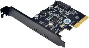 PCI-E PCI Express 4X To USB 3.1 Gen 2 (10 Gbps) 2-Port Type C Expansion Card ASM3142 Chip 15-Pin Connector For Windows/Linux