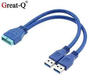 USB 3.0 Dual Type A Male to 20 pin cable Adapter  Cord