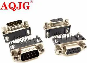 DB9 Male Female PCB Mount D-Sub 9 pin PCB Connector RS232 Connector 90 Degree 10pcs Wholesale