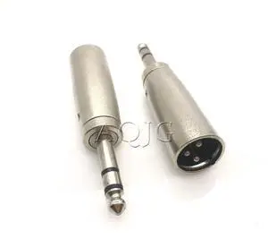1pcs Silver-colored 3 Pin XLR male To 1/4" 6.35mm Male Mono Jack Lead Adapter
