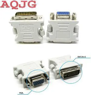 DVI-I 24+5 Male to HD 15 Pin VGA SVGA Female Video Card Monitor LCD Converter Adapter  White