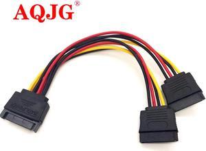 SATA 15Pin Male To 2 SATA 15 Pin Female Power Cable Adapter 15-Pin HDD Splitter 15P SATA Connector Supply Cable for PC Computer