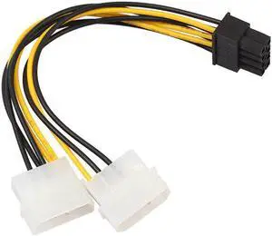 Dual Molex 4 Pin To 8 Pin PCI-E Express Converter Adapter Power Cable 18cm In Stock