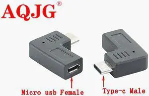 1Pc 90 Degree Type C Male To Micro USB Female Converter Adapter For Macbook Mobile Phone  S8 Note8 data charging Connctor