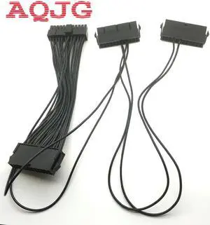 24Pin 20+4pin Dual PSU ATX Power Supply Adaptor Cable Connector for Mining 30cm