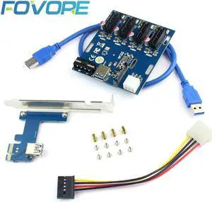 PCIe to PCI Express 1 to 4 Slot Riser Card Mini ITX to External 4 PCI-e Adapter Port Multiplier Card for Miner BTC
