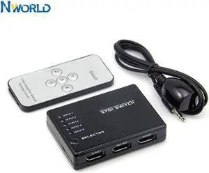 5 in 1 Out Splitter 5 Port 1080P HDMI-compatible Switch Switcher Selector with IR Remote Hot Sale KVW Switches