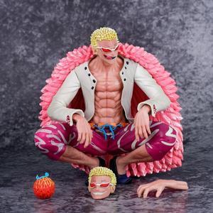 One Piece Figure Donquixote Doflamingo Squatting position Doubleheaded sculpture With Devil Fruit 16CM PVC Action Figure Statue