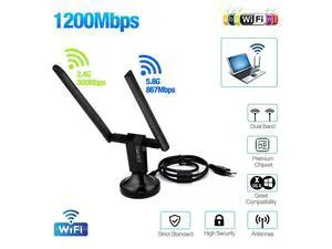 FirstPower 1200Mbps 5GHz USB 3.0 Wireless Adapter Long Range AC1200 Dual Band WiFi Adapter Antennas FirstPower 1200Mbps 5GHz USB 3.0 Wireless Adapter Long Range AC1200 Dual Band WiFi Adapter Antennas