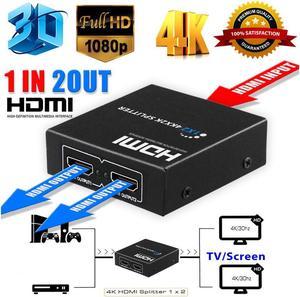 New Ultra HD 4K 2 Port HDMI Splitter 1x2 Repeater Amplifier 1080P 3D Hub 1 In 2 Out