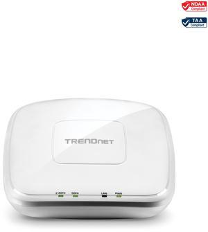 TRENDnet AC1750 Dual Band PoE Access Point, 1300Mbps WiFi AC+450 Mbps WiFi N, WDS Bridge, WDS Station, Repeater Modes, Band Steering, WiFi Traffic Shaping, IPv6, White, TEW-825DAP