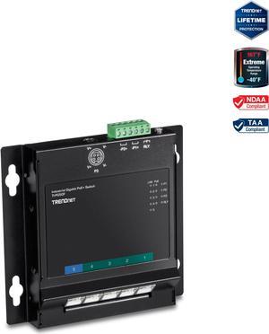 TRENDnet  TI-PG50F 5-Port Industrial Gigabit PoE+ Wall-Mounted Front Access Switch