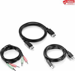 TRENDnet 6 Ft. Display Port, USB, And Audio KVM Cable Kit, Compatible With KVM Switches, TK-240DP, TK-440DP, TK-241DP, TK-441DP, DisplayPort 1.2, 3.5mm Audio Connections, Black, TK-CP06