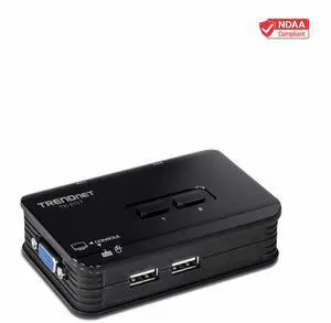 TRENDnet 2-Port USB KVM Switch, TK-207K, Control Two  Computers with One Set of Console Controls, 2048 x 1536  Resolution, 60Hz Refresh Rate, All Required Cabling Included