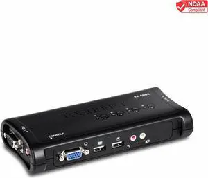 TRENDnet 4-Port USB KVM Switch With Audio, Control Up
To 4 Computers, Windows, Linux, Mac OS Compliant, 2048 x
1526 VGA Resolution, Plug and Play, USB Powered, KVM
Cables Included, Black, TK-409K TRENDnet 4-Port USB KVM Switch With Audio, Control Up
To 4 Computers, Windows, Linux, Mac OS Compliant, 2048 x
1526 VGA Resolution, Plug and Play, USB Powered, KVM
Cables Included, Black, TK-409K