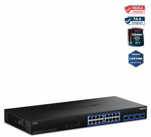 TRENDnet 20-Port 2.5G/Multi-Gig Switch with 10G SFP+ Ports, TEG S50204, 16 x 2.5G RJ-45 Ports, 4 x 10G SFP+ Ports, 160Gbps, 1U   Rack Mountable, NDAA TAA Compliant, Lifetime Protection, Black