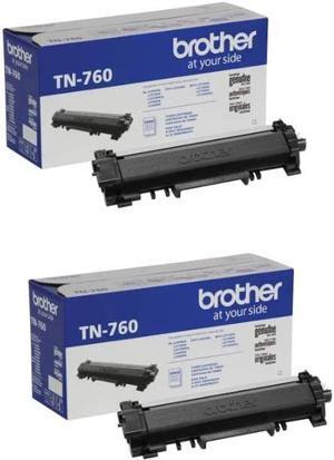 Brother Genuine TN760 2-Pack High Yield Black Toner Cartridge