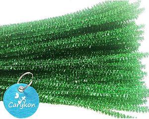 100 PCS 12 Inch Glitter Tinsel Creative Arts Chenille Stems Pipe Cleaners Green